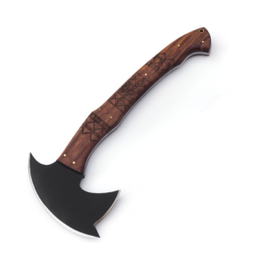 Imperial Axe handmade high carbon steel full tang tomahawk featuring a 6-inch cutting edge for camping, bushcraft, hunting, and survival by Bladoria Knives.