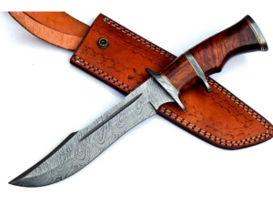 Sharp Hawk – Handmade Damascus Steel Hunting Knife with Rosewood & Damascus Handle
