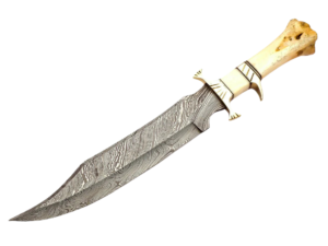 Storm Companion – Handmade Damascus Steel Hunting Knife with Camel Bone Handle