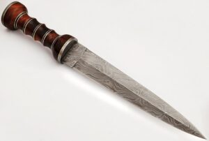 Bladoria Aether handmade Damascus steel Roman Gladius sword with red wood handle by Bladoria Knives