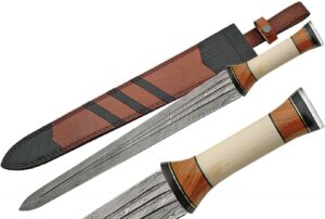 Bladoria Ashenfang Handmade Damascus Steel Short Sword | Bladoria Knives